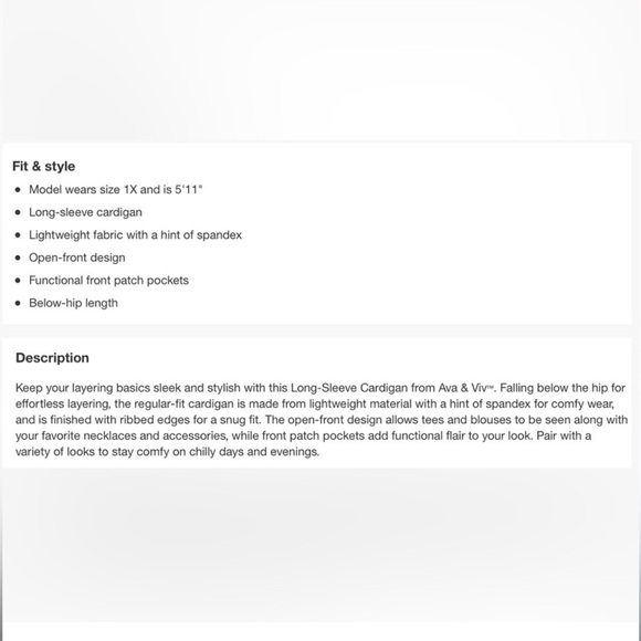 AVA & VIV Green Open Ribbed Cardigan Sweater Duster Long 1X Ultrasoft - Picture 12 of 12